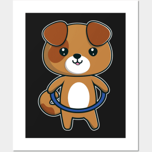 Cute Kawaii Dog Hula Hooping Gift design Posters and Art